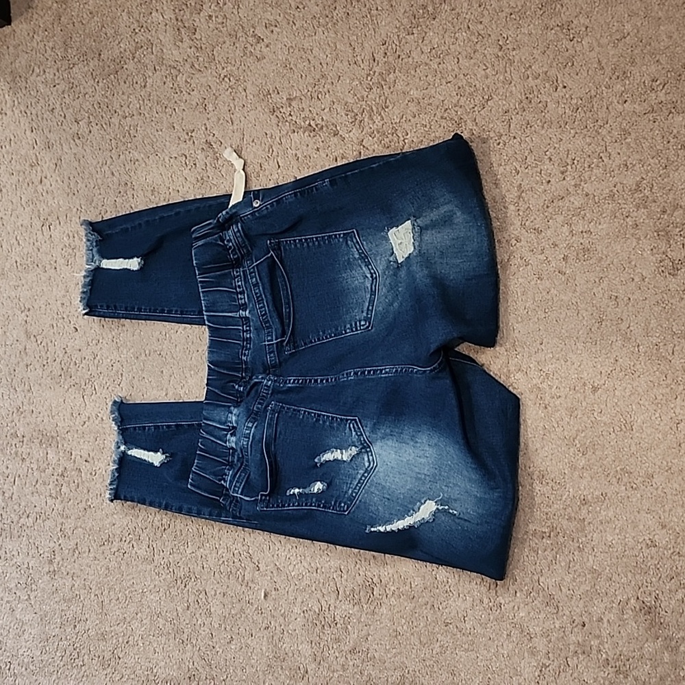 Distressed Drawstring Skinny Jeans - Picture 2 of 3
